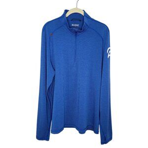 Rhone Peloton Mens Blue 1/4 Zip Pullover Jacket With Rear Pocket, L